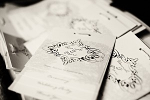 bride-and-groom black-white wedding invitations